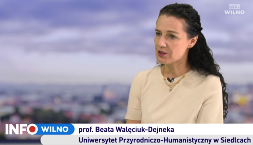 na zdjęciu prof. Walęciuk-Dejneka w wilno tv