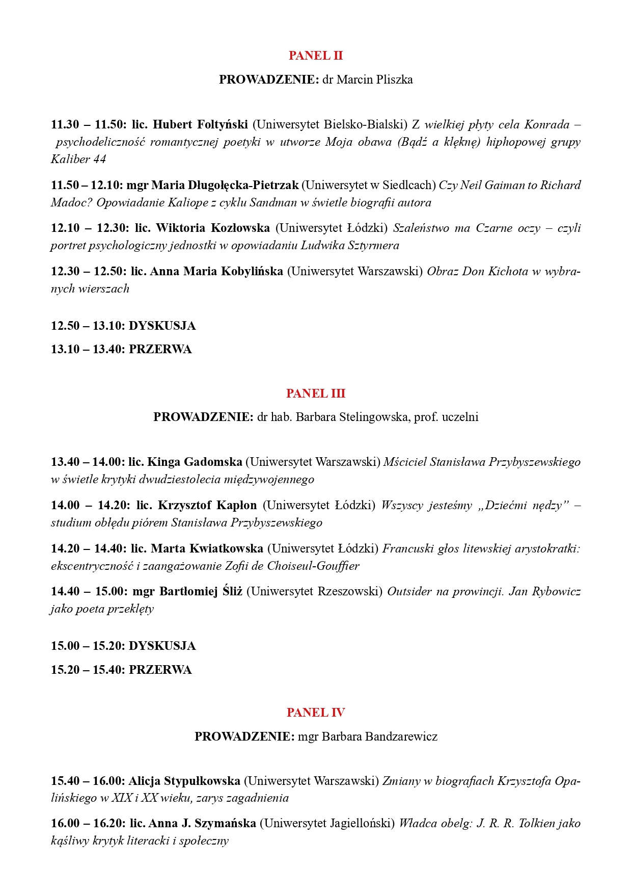 Program konferencji 