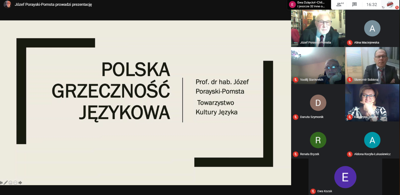 zrzut pulpitu ze spotkania online - tytułowy slajd prezentacji